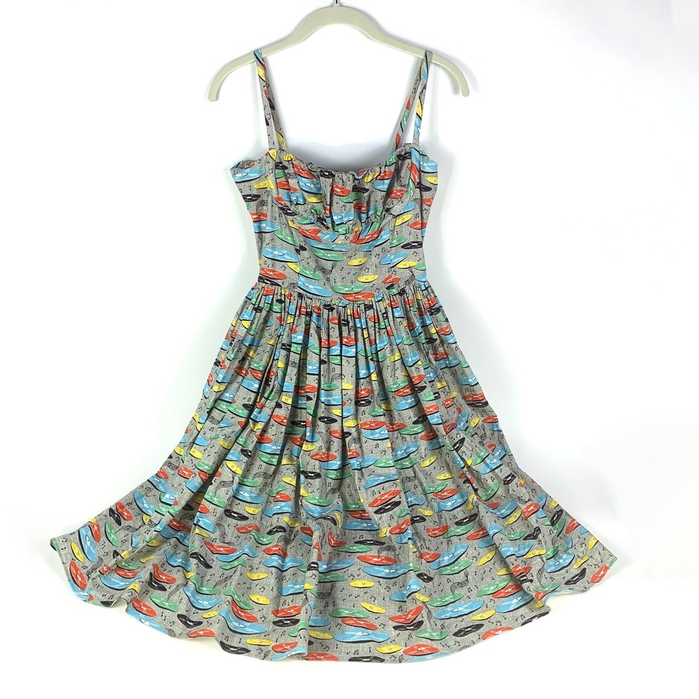 Bernie Dexter Paris‎ Records Dress Sz M VTG Made in USA Pinup Rockabilly 50s